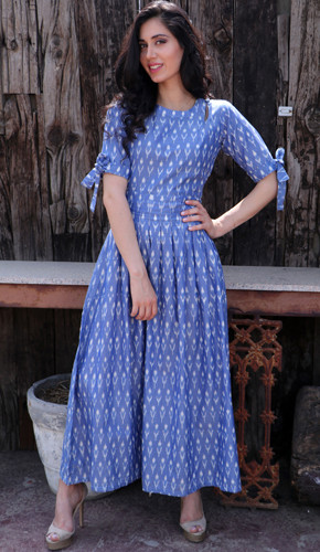 Ikkat Maxi Dress with South Cotton - Essence & Ethos