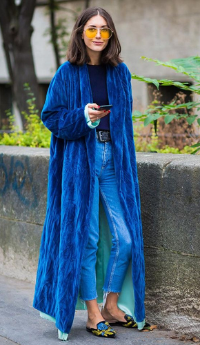 Perfect monochrome with beautiful blue dress, denim jeans, yellow goggles, and dark navy blue tee shirt. Perfect monochrome with beautiful blue dress, denim jeans, yellow goggles, and dark navy blue tee shirt.
