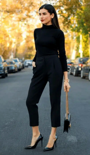 Black Dress Pants with Athletic Shoes Outfits For Women (2 ideas