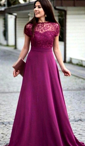 Long Sleeve Burgundy Prom Dresses A-line Lace Evening Dress FD2790 –  Viniodress