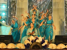 Students performing at a cultural programme at Providence Women's College, Calicut