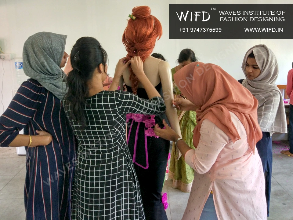 Mannequin Draping with Fabric, Art Paper Flowers and Stems - 2019